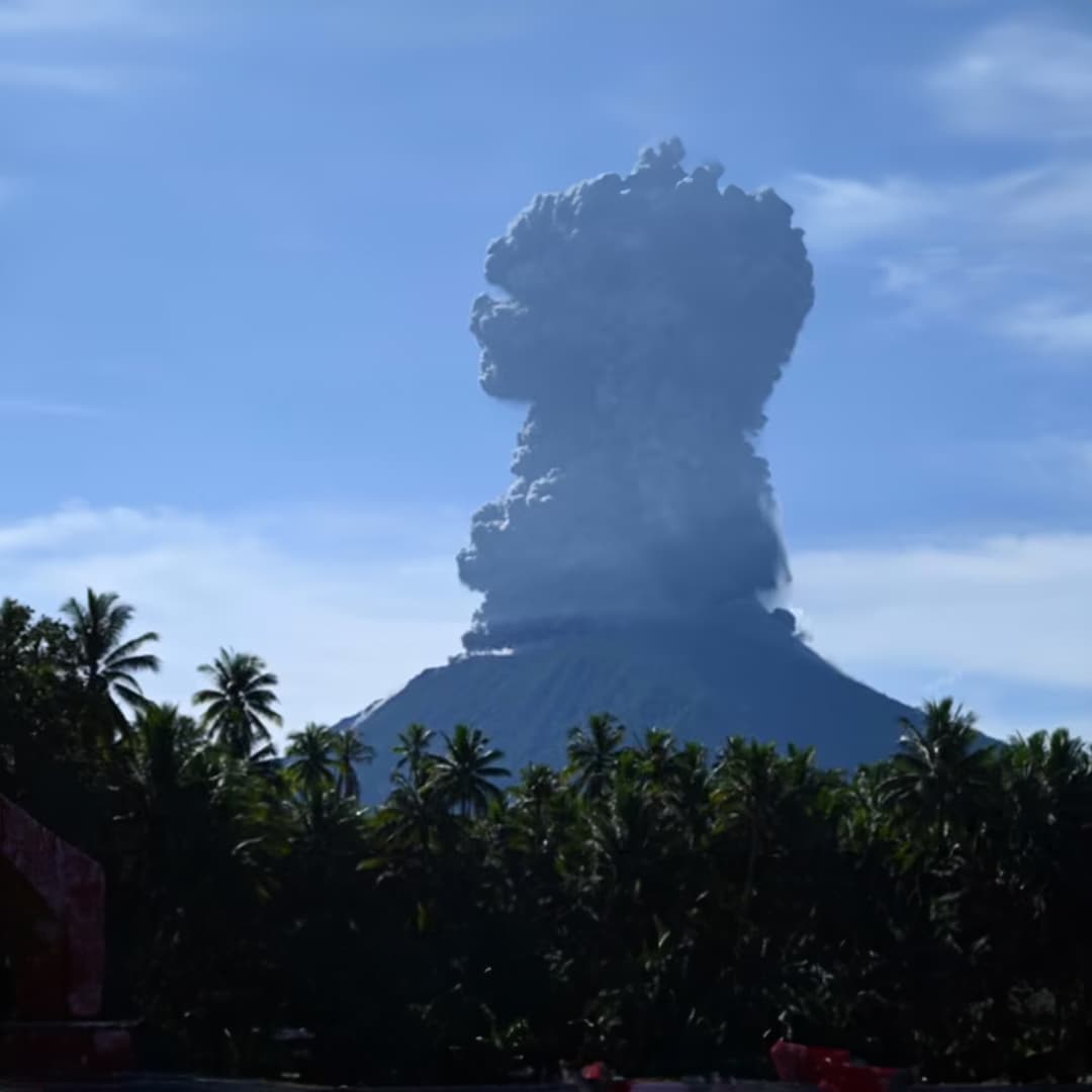 Indonesia's Mount Ibu erupts again, spews huge ash tower