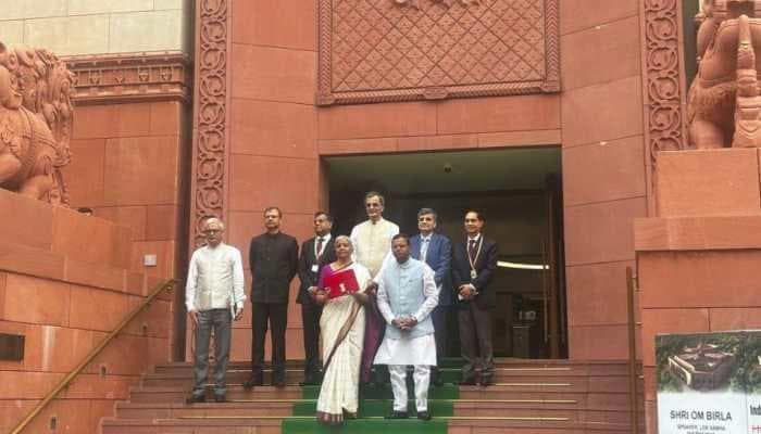 Union Budget 2024: Fm Sitharaman Dons White And Magenta Saree For Budget Presentation